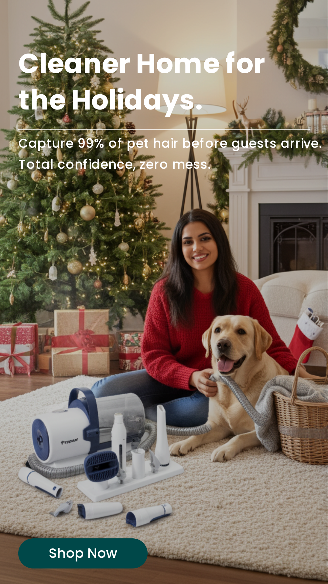 PrePaw Pet Grooming Vacuum Kit All Inclusive with Paw Trimmer & Nail grinder - 11000Pa Powerful Suction With HEPA Filter