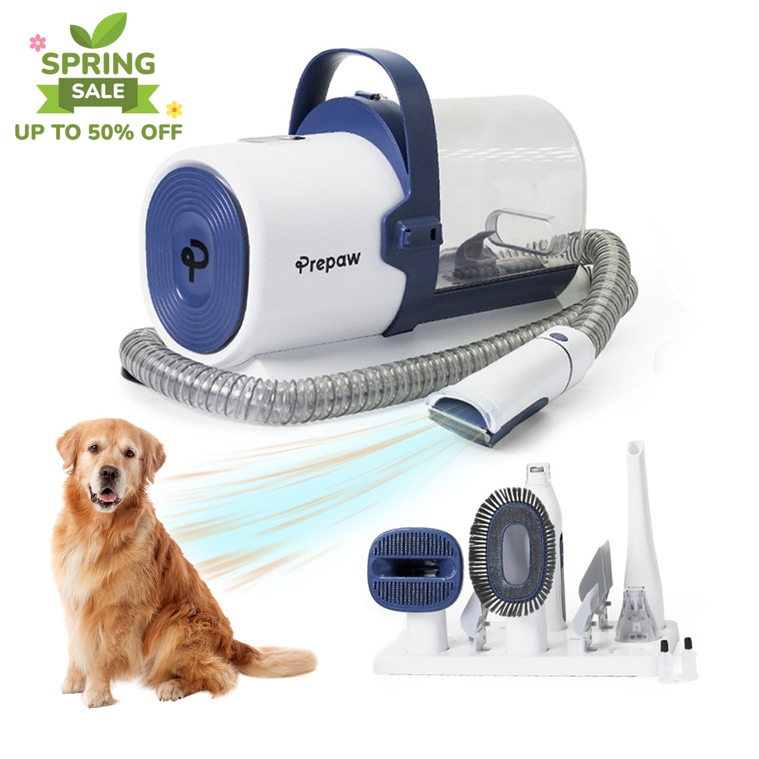 PrePaw Pet Grooming Vacuum Kit All Inclusive with Paw Trimmer & Nail grinder - 11000Pa Powerful Suction With HEPA Filter