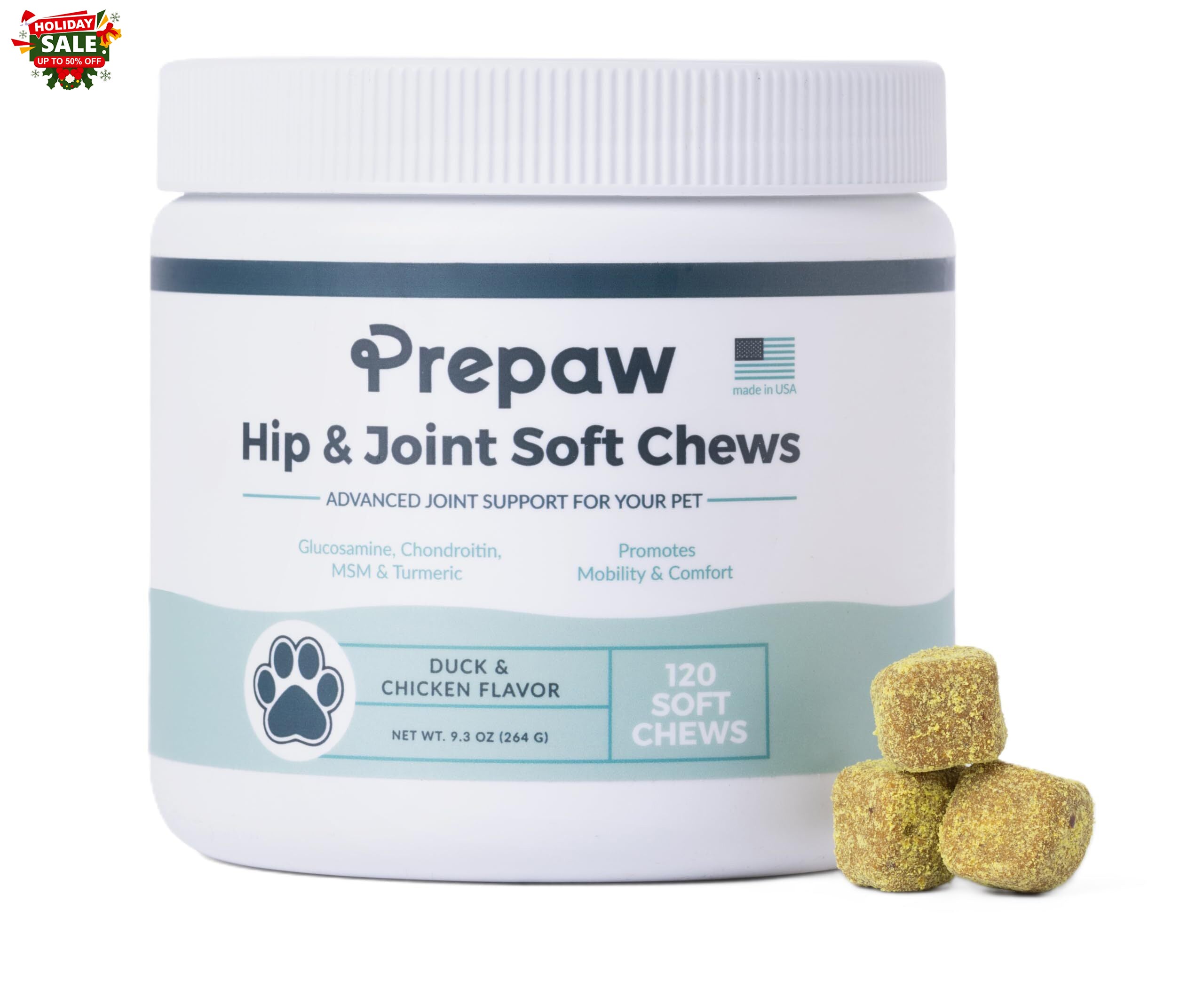 Prepaw Hip & Joint Support for Dogs | Made in USA - 120 Chews