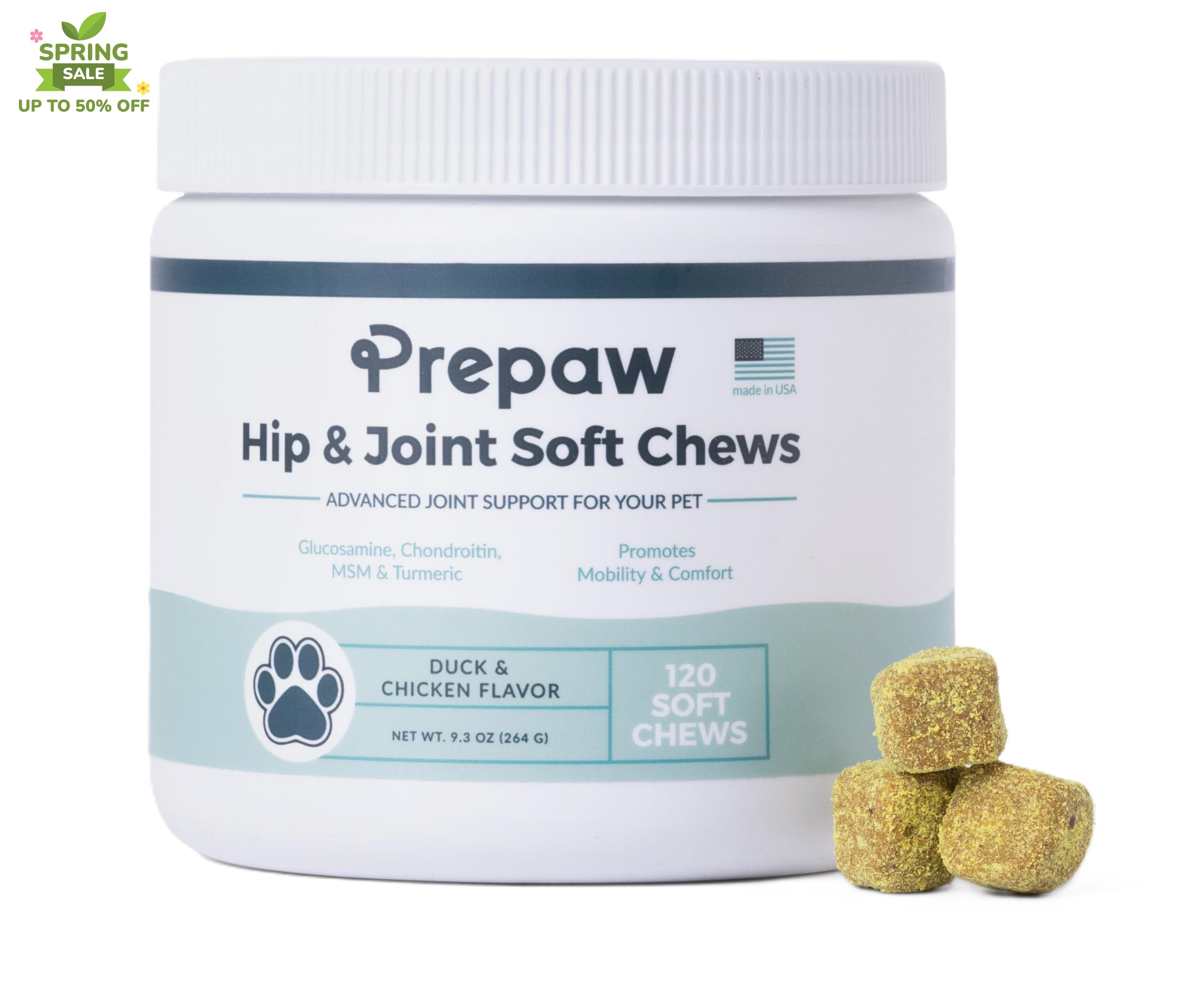 Hip & Joint Support for Dogs | Made in USA - 120 Chews