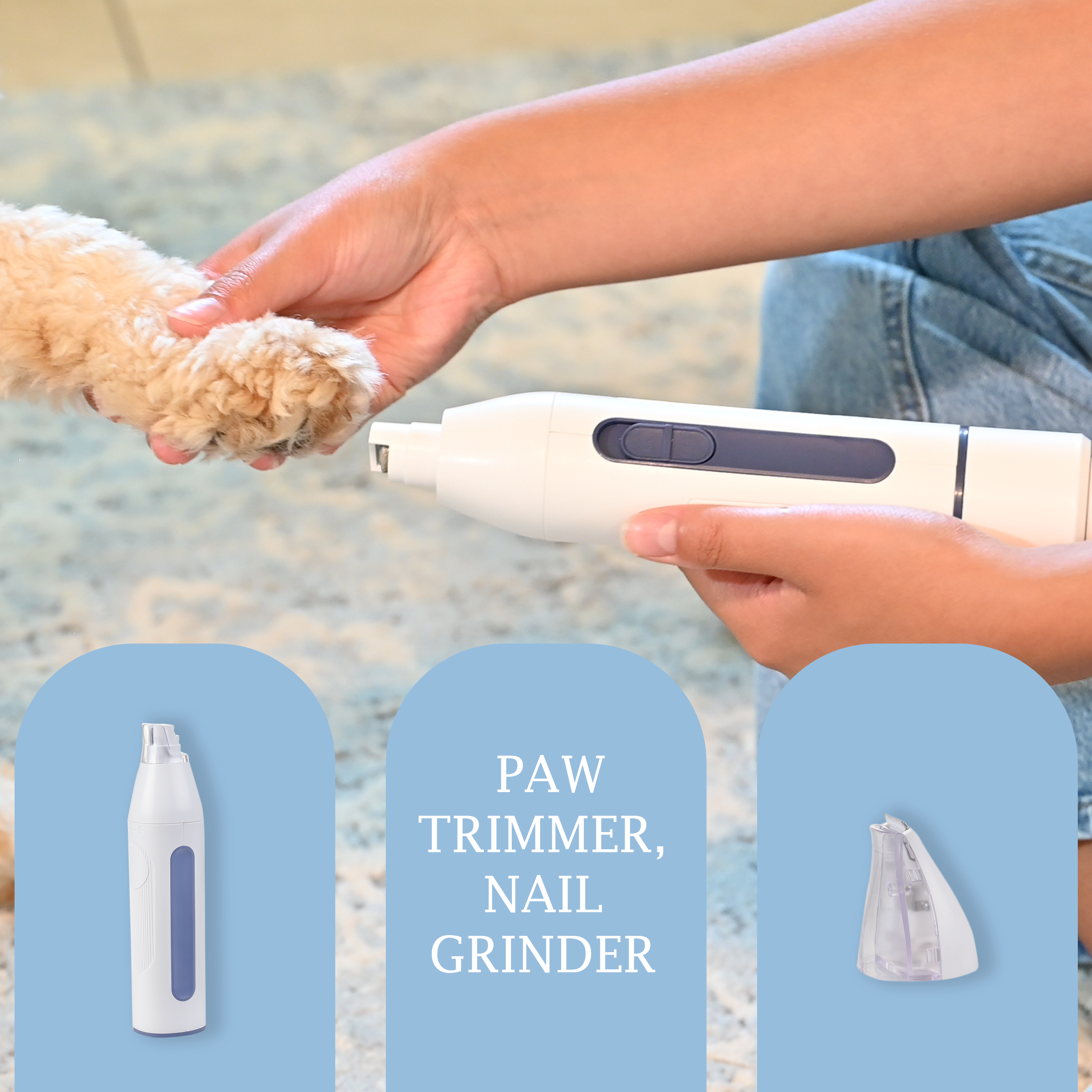 PrePaw Pet Grooming Vacuum Kit All Inclusive with Paw Trimmer & Nail grinder - 11000Pa Powerful Suction With HEPA Filter