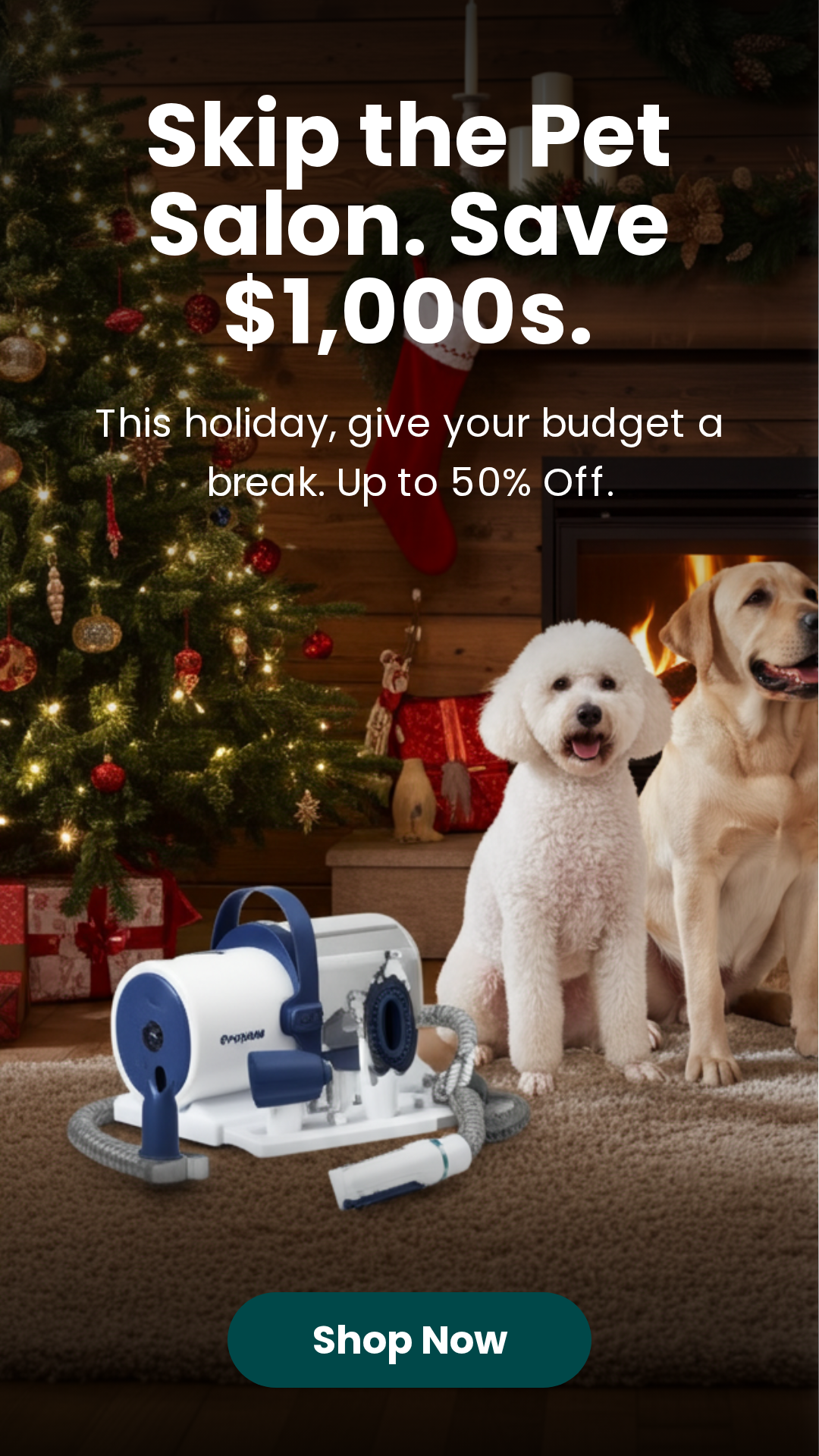 PrePaw Pet Grooming Vacuum Kit - 11000Pa Powerful Suction and 2.5L Large Bin With HEPA Filter