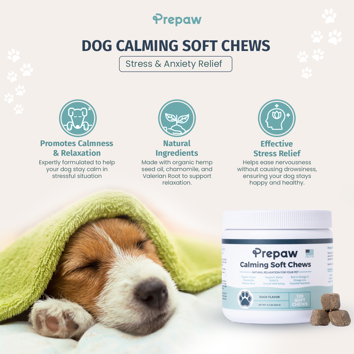 Prepaw Hip & Joint Support for Dogs |  Made in USA - 120 Chews