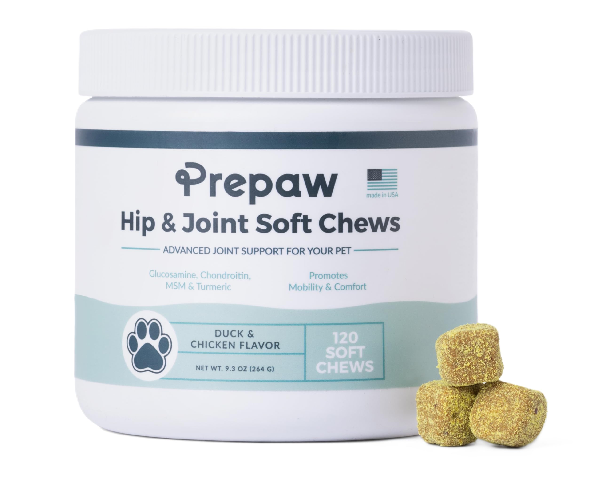 Prepaw Hip & Joint Support for Dogs |  Made in USA - 120 Chews