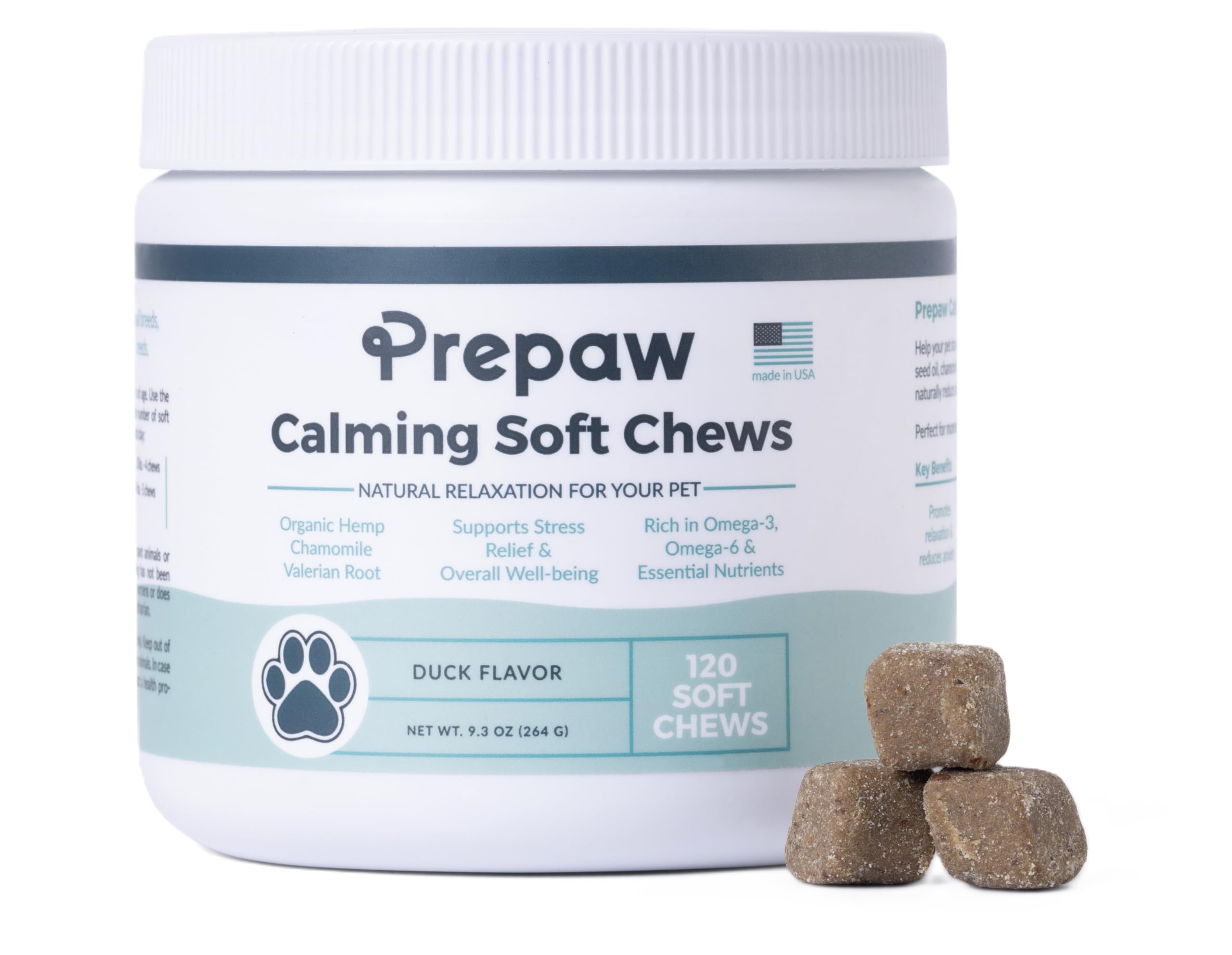 Prepaw Calming Hemp Soft Chews for Dogs -  USA Made, 120 Soft Chews