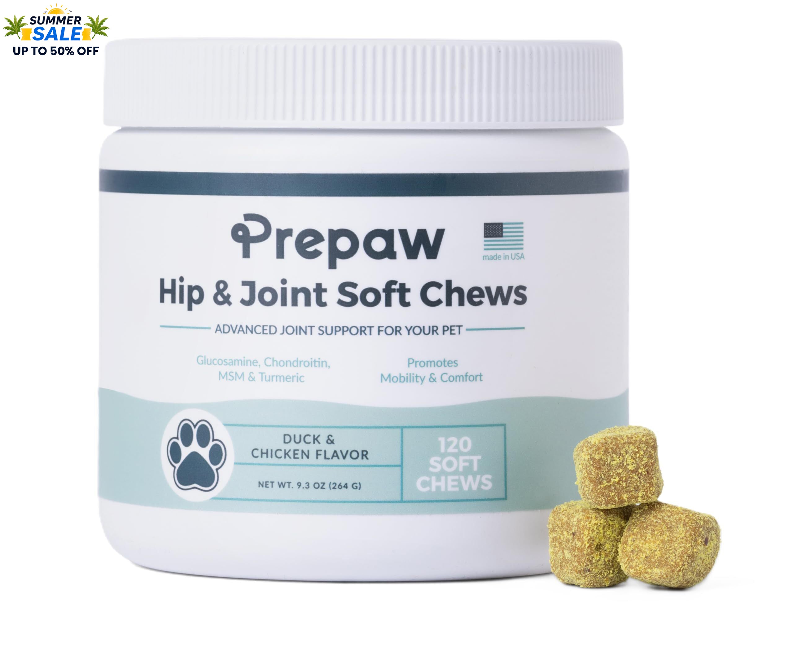Hip & Joint Support for Dogs |  Made in USA - 120 Chews