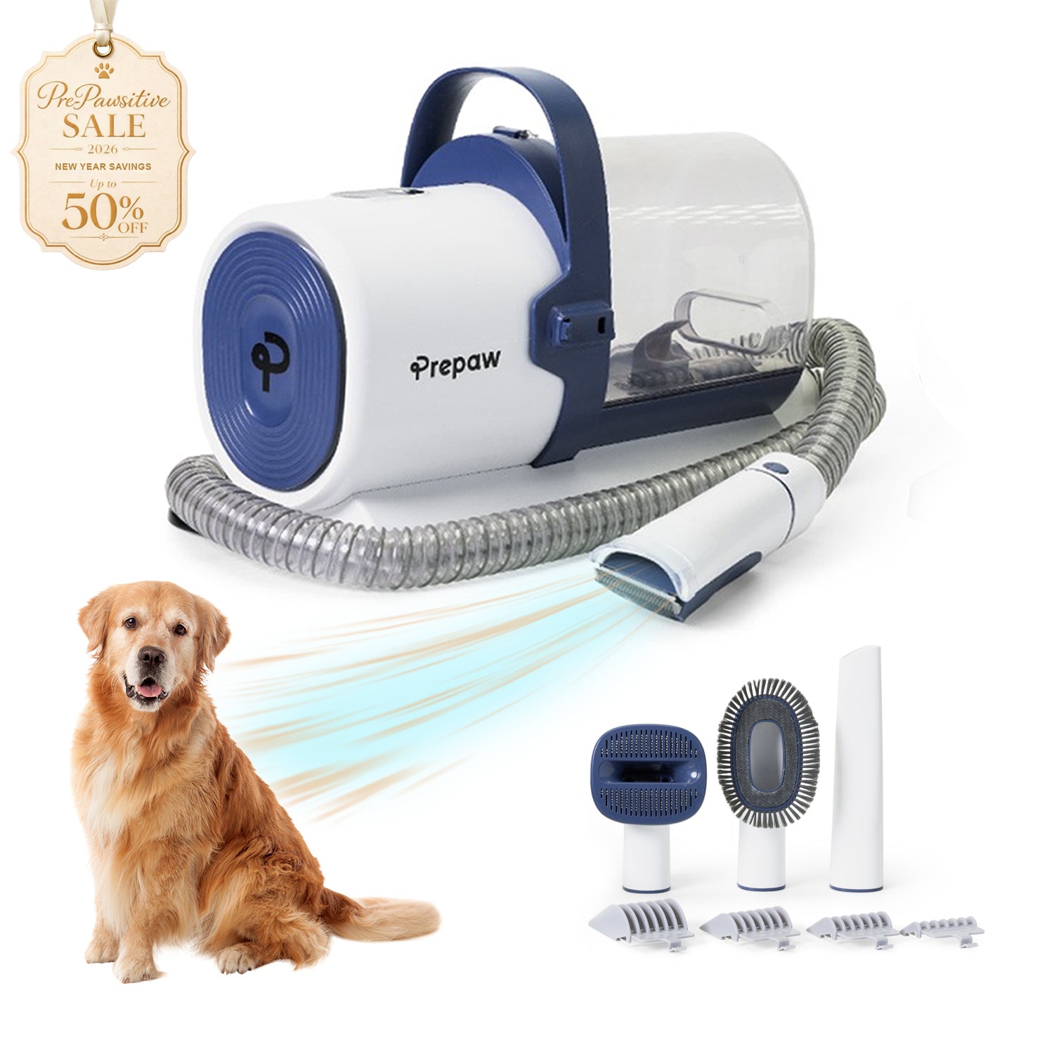 PrePaw Pet Grooming Vacuum Kit - 11000Pa Powerful Suction and 2.5L Large Bin With HEPA Filter