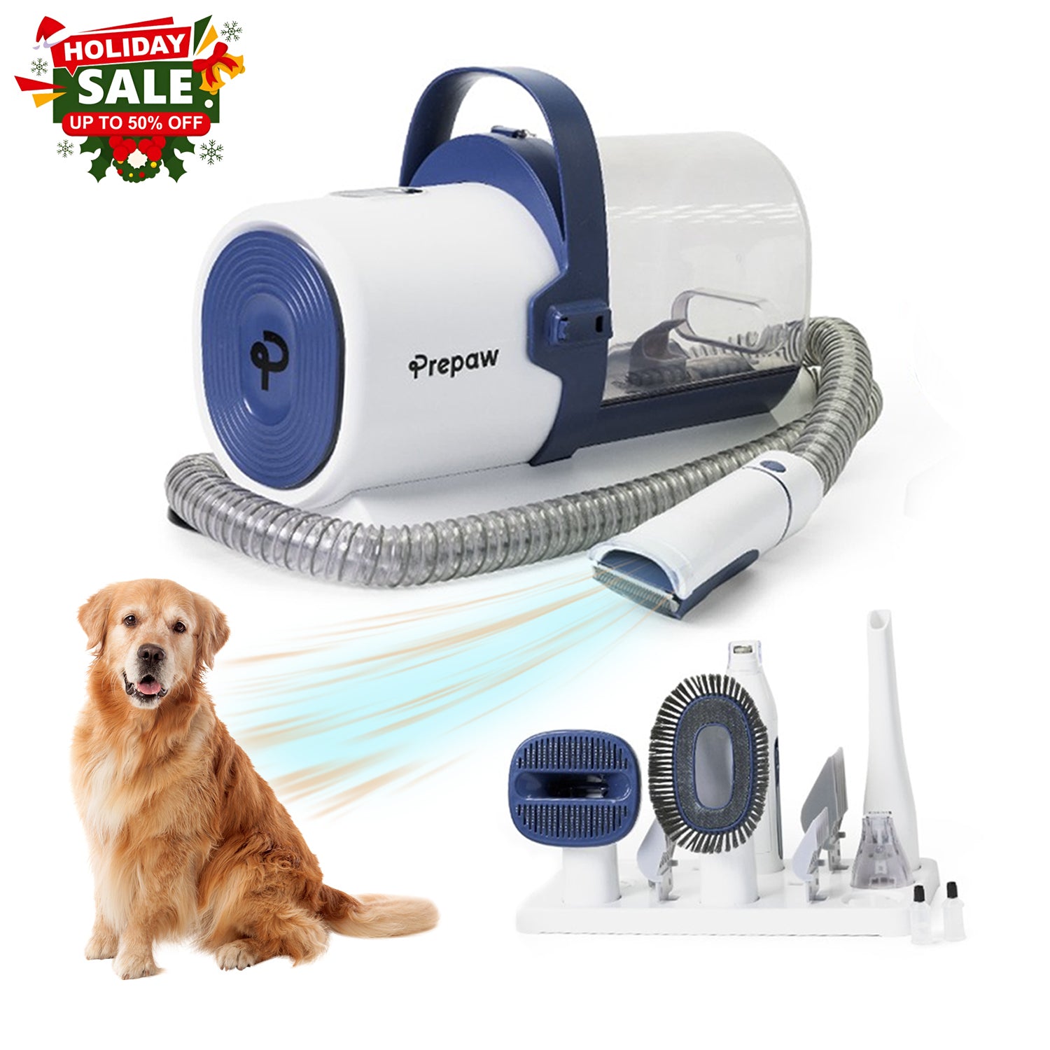 PrePaw Pet Grooming Vacuum Kit All Inclusive with Paw Trimmer & Nail grinder - 11000Pa Powerful Suction With HEPA Filter