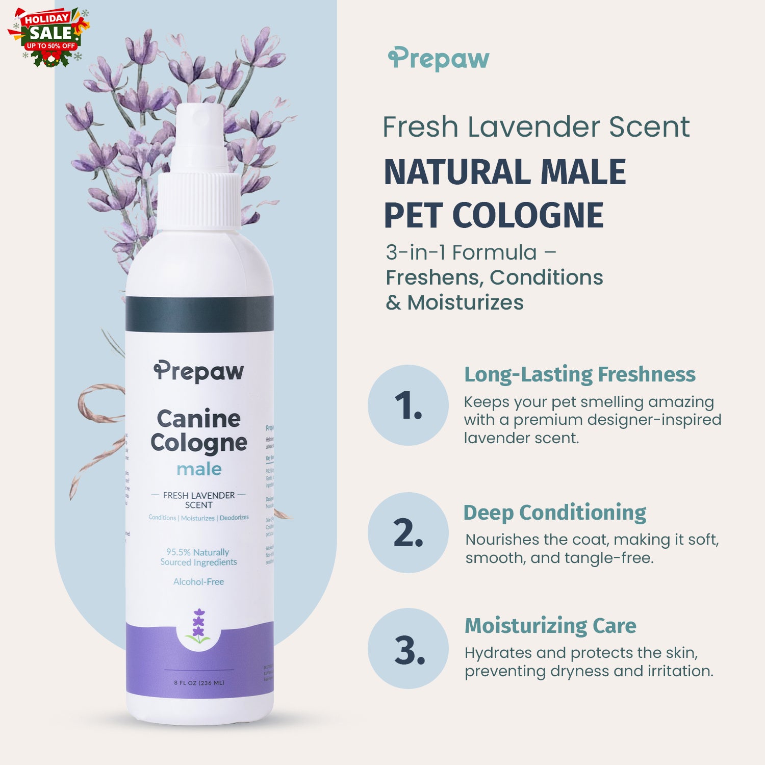 PrePaw™  Natural Male Pet Cologne - 8 oz-Lavender