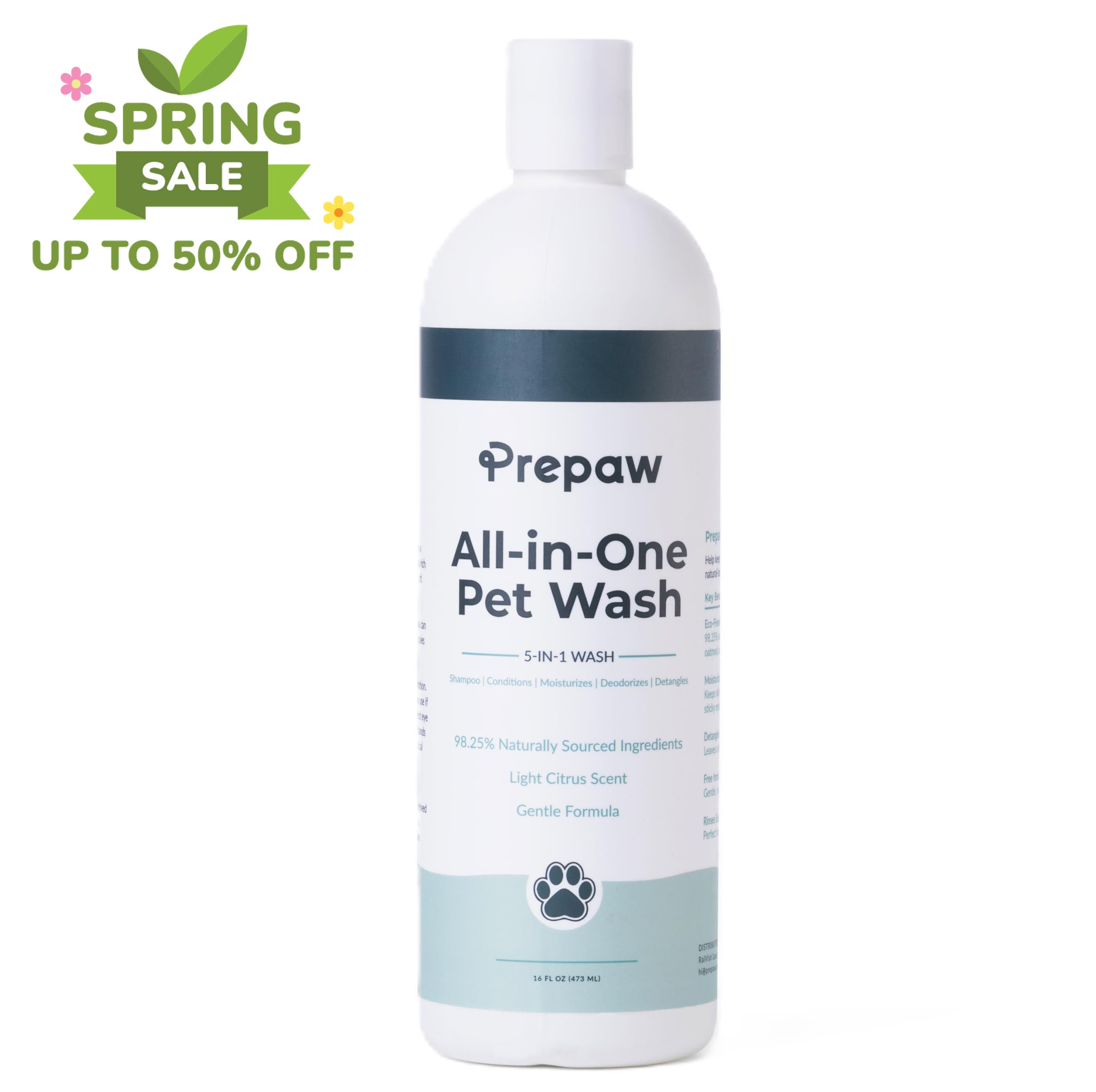 Pet Wash - 5 in 1 -Shampoo & Conditioner - Light Citrus Scent, 16 fl oz