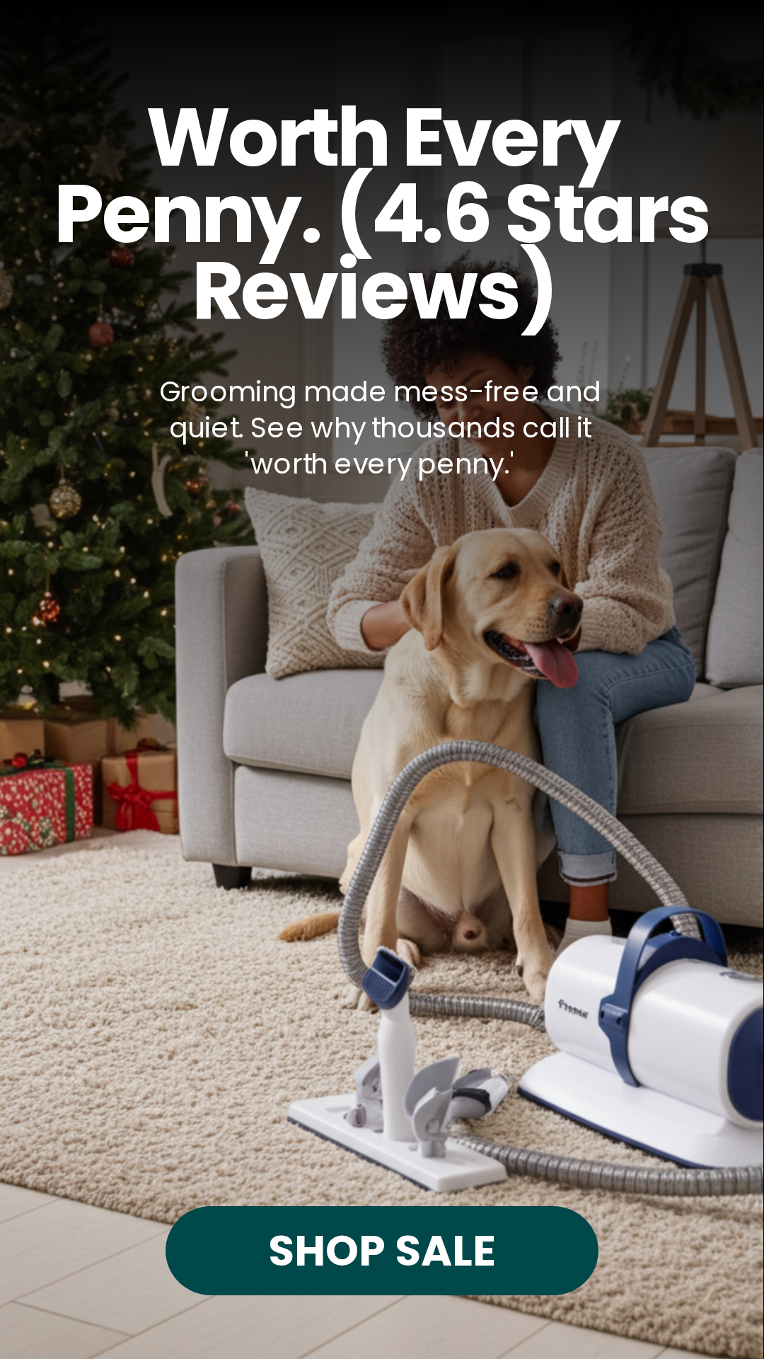 PrePaw Pet Grooming Vacuum Kit - 11000Pa Powerful Suction and 2.5L Large Bin With HEPA Filter