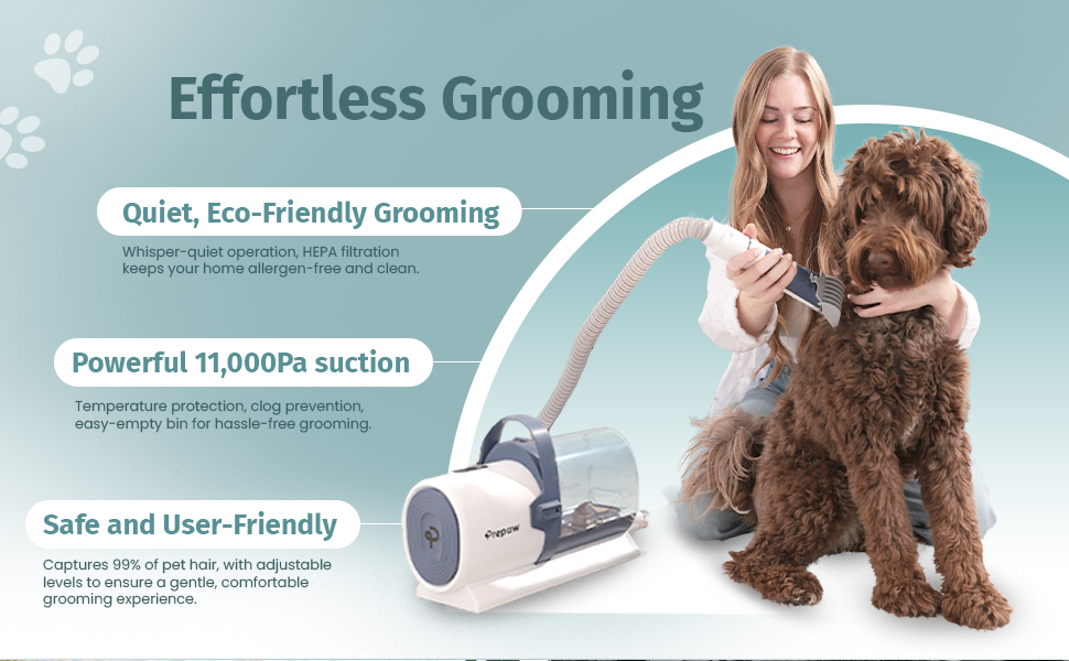 PrePaw™ Lite-PG50  - 4 in 1  Pet Grooming Vacuum Kit